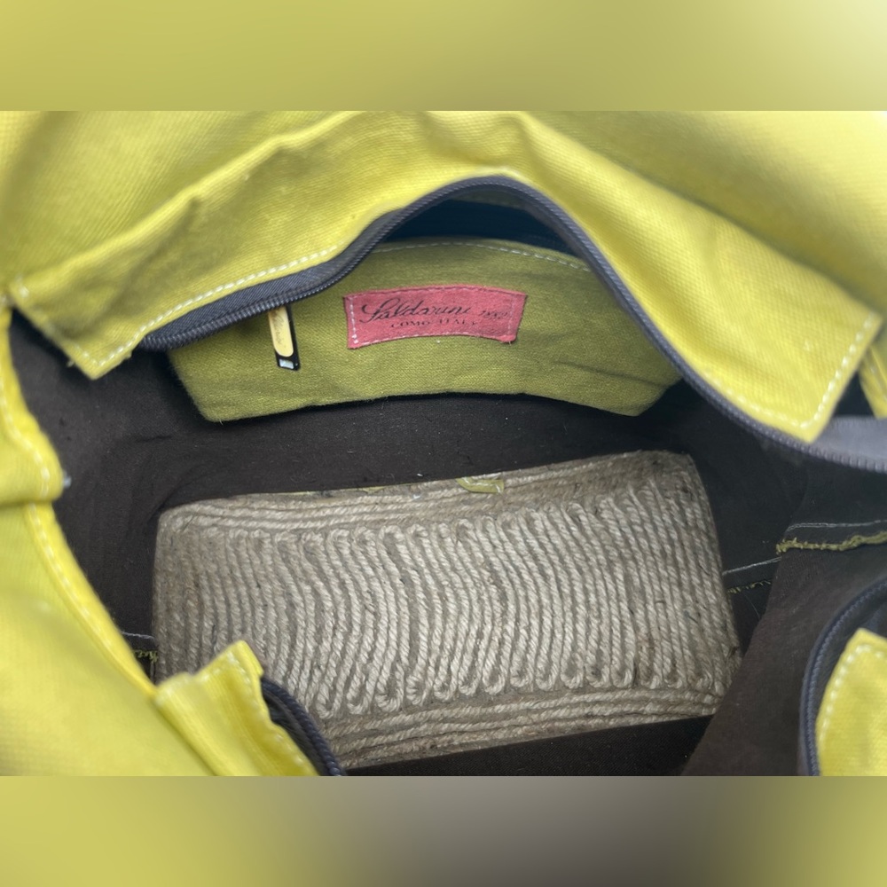 SALDARINI 1882 ESPABAG™ Lime Green Canvas Rubber Espadrille Hobo Tote Bag - Picture 17 of 17